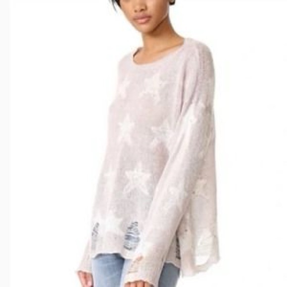 Wildfox White Label Seeing Stars Lennon Distressed Sweater lavender - Picture 1 of 5